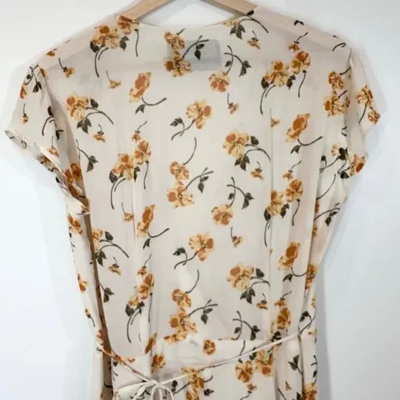 Reformation Carina Wrap Midi Dress in Limonada Ivory Butter Yellow Floral  SZ M - threedaughtersproperties.com